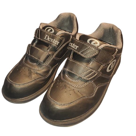 Dexter Men's Size 6 (D) V Strap Bowling Shoes Black B2513-1 Hook Loop - Picture 1 of 10